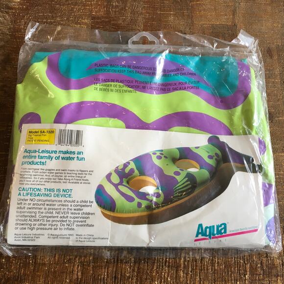 NEW Vintage 90s 1993 Aqua Leisure Big Tropical Fish Pool Float SA-3320 2-Kid NIP - Picture 3 of 4